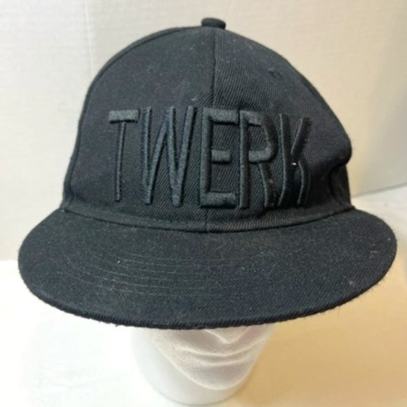 "TWERK" Embroidered Black Baseball Cap Hat Cotton Adjustable Snapback One Size - Picture 1 of 6